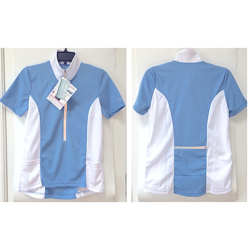 AERO TECH DESIGNS Women’s Specific Cycling Jersey - LIGHT BLUE/WHITE - Size M
